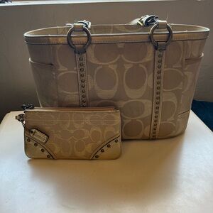 Coach Gold Lurex Women's Tote and Wristlet Set